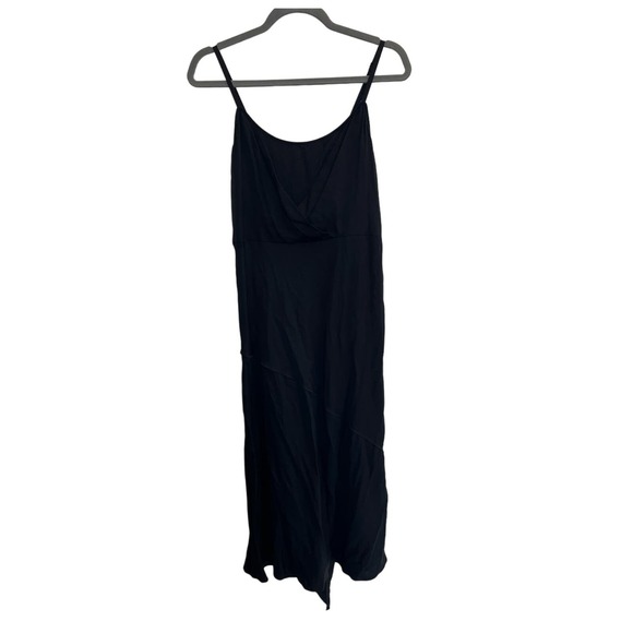 Tracy Reese Black Satiny Goth Midi Dress Adjustable Straps Size M - Picture 1 of 10